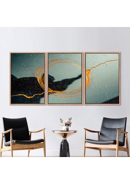 3 Parçalı Naturel Çerçeveli Kanvas Tablo Modern Kanvas Sanatı Soyut Kanvas Baskı