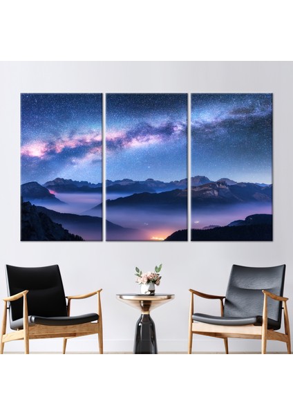 3 Parçalı Kanvas Tablo Doğa Kanvas Baskı Dağ Kanvas Poster Sis Kanvas Baskı Uzay Kanvas Dekor