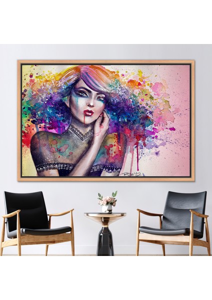 1 Parça Naturel Çerçeveli Kanvas Tablo Soyut Kadın Sanat Soyut Kız Baskılı