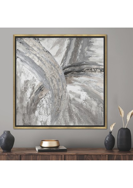 1 Parça Gold Çerçeveli Kanvas Tablo Modern Kanvas Soyut Sanat Gümüş Mermer Kanvas Poster