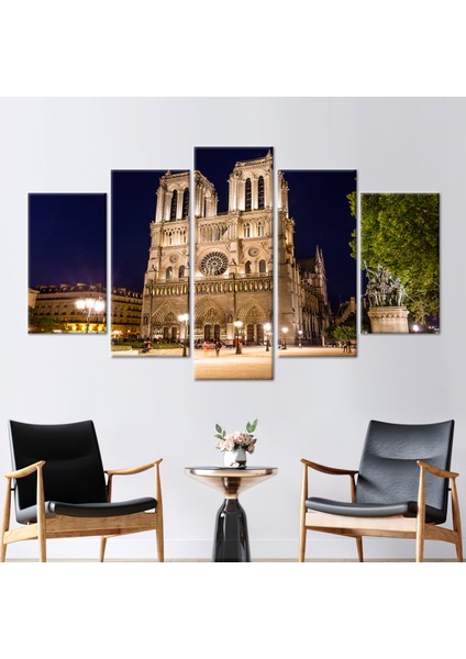 5 Parçalı Mix Kanvas Tablo Katedral Kanvas Poster Şehir Duvar Dekoru