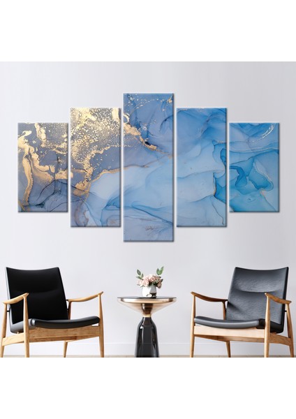 5 Parçalı Mix Kanvas Tablo Modern Duvar Süsü Işıltılı Kanvas Poster Lüks Mermer Duvar Dekoru