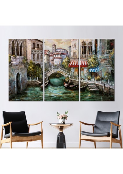 3 Parçalı Kanvas Tablo Venedik Italya Manzarası Kanvas Baskı Venedik 3 Boyutlu Kanvas