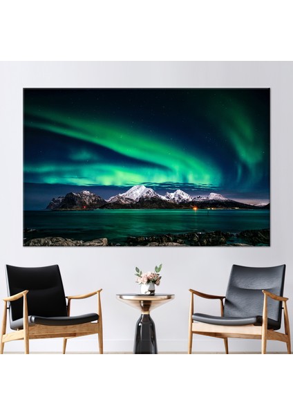 1 Parça Kanvas Tablo Northern Lights Fotoğraf Baskısı Doğa Manzarası Duvar Dekoru