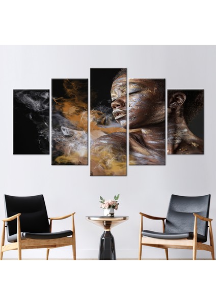 5 Parçalı Mix Kanvas Tablo Afrikalı Sanat Afrikalı Kız Kanvas Sanatı Sigara Posteri