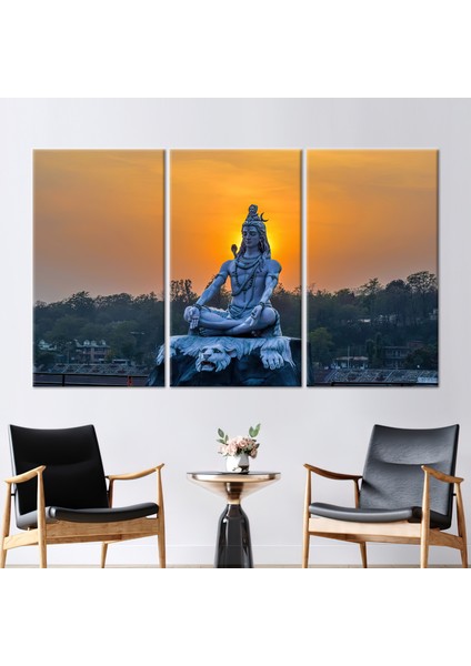 3 Parçalı Kanvas Tablo Gün Batımı Kanvas Dekor Buda Hediyesi Kanvas Om Namah Shivay Baskılı