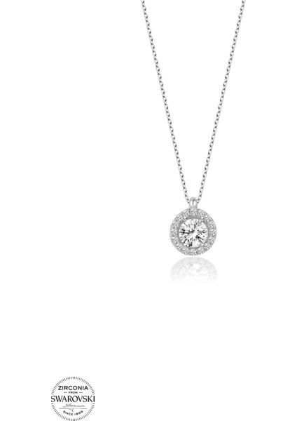 Taşlı Gümüş Baget Bayan Kolye