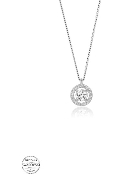 Taşlı Gümüş Tektaş Bayan Kolye