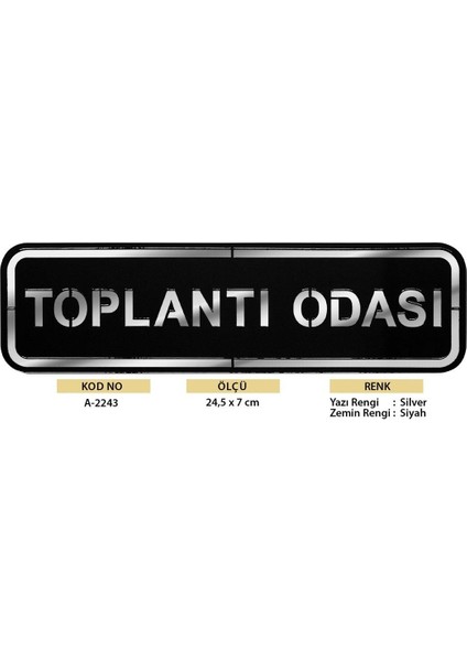Abs Lüx Çift Katlı Yönlendirme Levhası Siyah-Gümüş Toplantı Odası