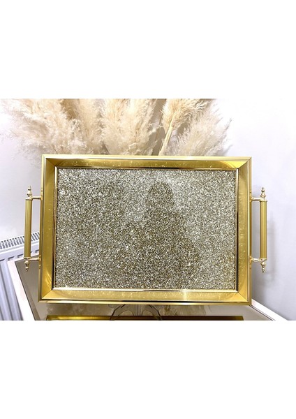 Sim Taşlı Gold Lüks Tepsi ,çeyizlikçay Tepsisi.çay Tepsisi ,tepsi