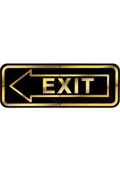 Abs Lüx Çift Katlı Yönlendirme Levhası Siyah-Altın Exit Sol Yön