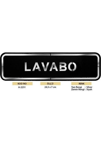 Abs Lüx Çift Katlı Yönlendirme Levhası Siyah-Gümüş Lavabo