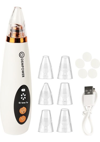 Dijital Göstergeli 6 Başlıklı Cilt Temizleme Vakum Aleti Turuncu Beyaz Detaylı