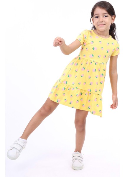 Toontoy Kız Çocuk Baskılı Elbise