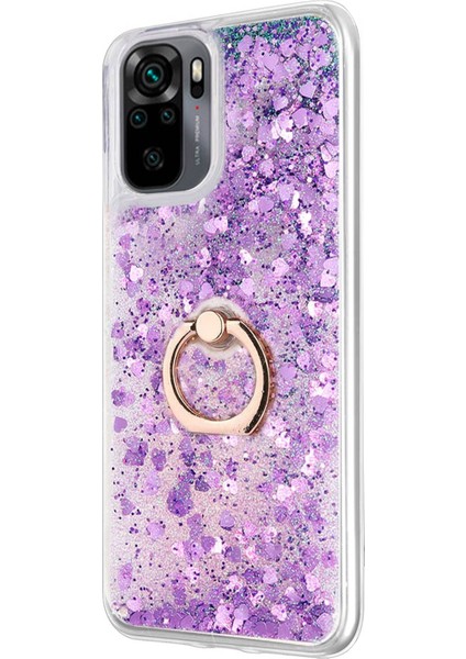 Xiaomi Poco M5S Kılıf Glitter Liquid Holder Mor fiyatları