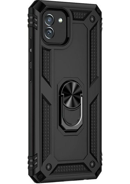 Samsung Galaxy A03 Kılıf Military Ring Holder Siyah fiyatları