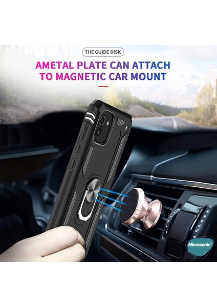 Samsung Galaxy A03 Kılıf Military Ring Holder Siyah modelleri