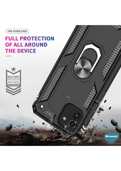 Samsung Galaxy A03 Kılıf Military Ring Holder Lacivert