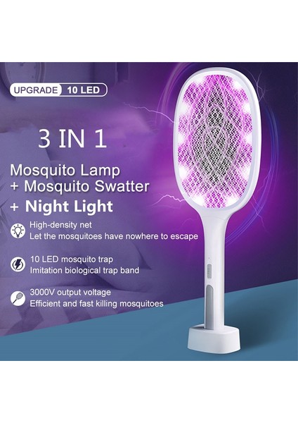 10 LED Lambalı USB Şarjlı Elektrikli Sinek Tuzağı - Beyaz (Yurt Dışından) modelleri