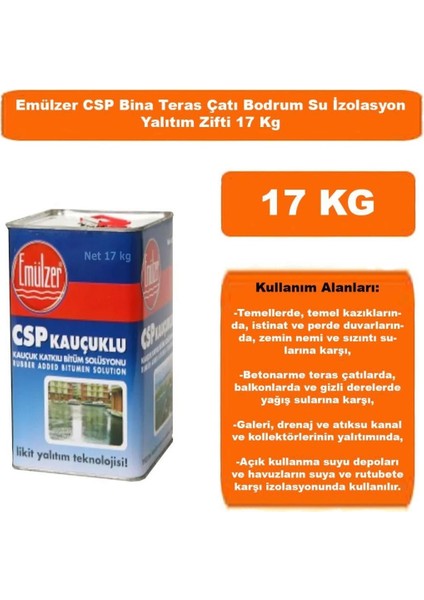 Csp Kauçuklu Bina Teras Çatı Bodrum Su Yalıtım Zifti 17 kg