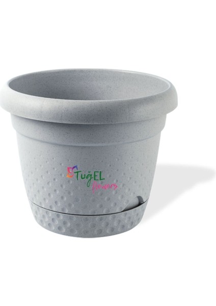 Tuğel Flowers Inci Saksı No:3 Plastik Gri (Hacim-4.9 Litre)