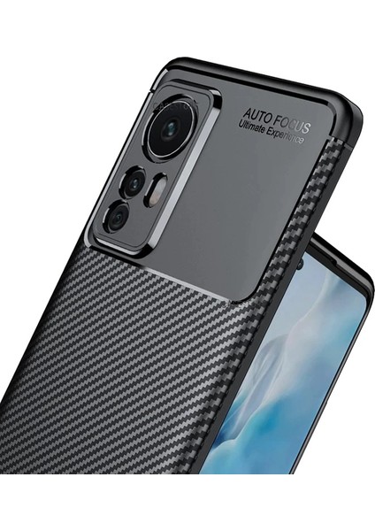 Xiaomi MI12 Lite Uyumlu Kılıf Kamera Lens Korumalı Karbon Görünümlü Karbon Silikon Lüx Tank Zırh Military Uzun Ömürlü Tarz Kılıf