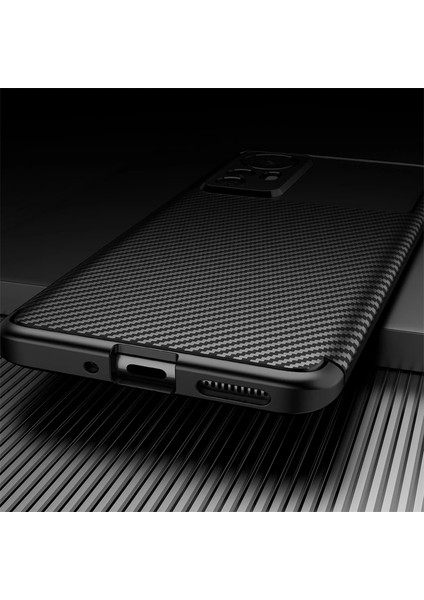 Xiaomi MI12 Lite Uyumlu Kılıf Kamera Lens Korumalı Karbon Görünümlü Karbon Silikon Lüx Tank Zırh Military Uzun Ömürlü Tarz Kılıf