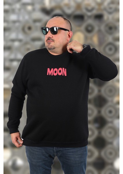 Mocgrande Büyük Beden Erkek Sweat Moon 22731 Siyah