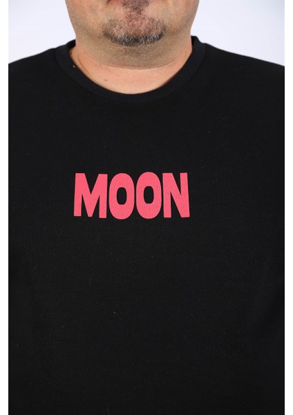Mocgrande Büyük Beden Erkek Sweat Moon 22731 Siyah modelleri