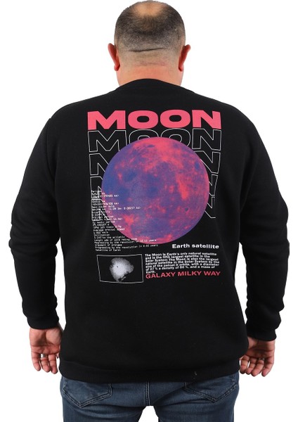 Mocgrande Büyük Beden Erkek Sweat Moon 22731 Siyah fırsatları