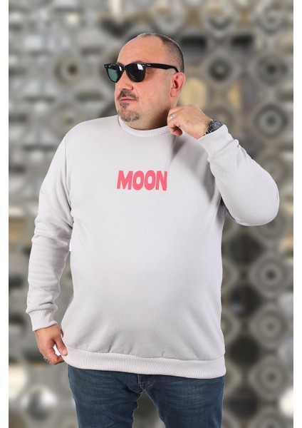 Mocgrande Büyük Beden Erkek Sweat Moon 22731 Taş Gri
