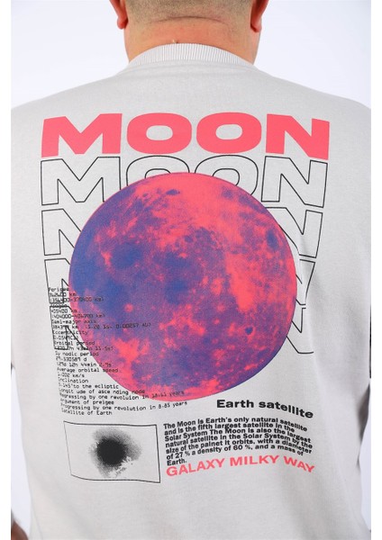 Mocgrande Büyük Beden Erkek Sweat Moon 22731 Taş Gri modelleri