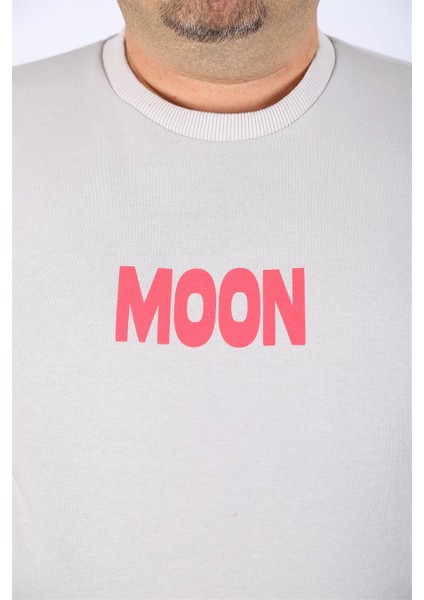 Mocgrande Büyük Beden Erkek Sweat Moon 22731 Taş Gri fırsatları