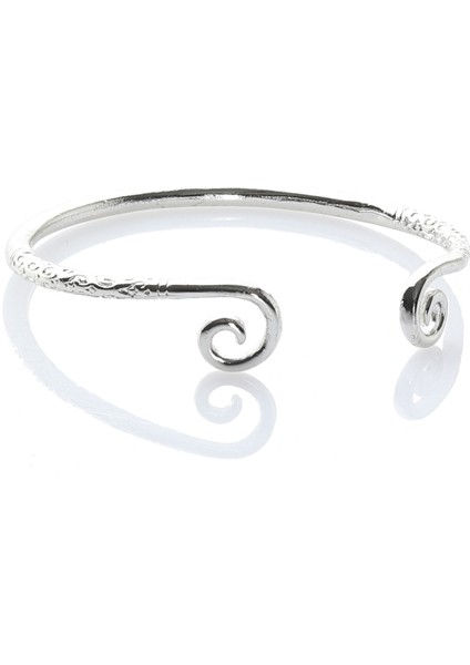 Kadın Lak Gümüş Renk Kaplama Ayarlanabilir Açık Band Spiral Formlu Bileklik indirimleri