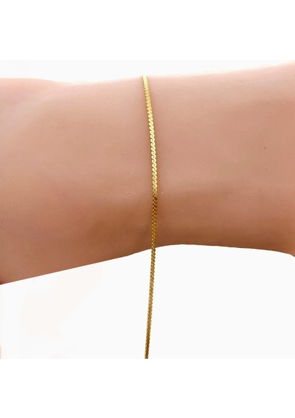 Gümüş Altın Yaldızlı Örgü Modeli Italyan Zincir Bileklik
