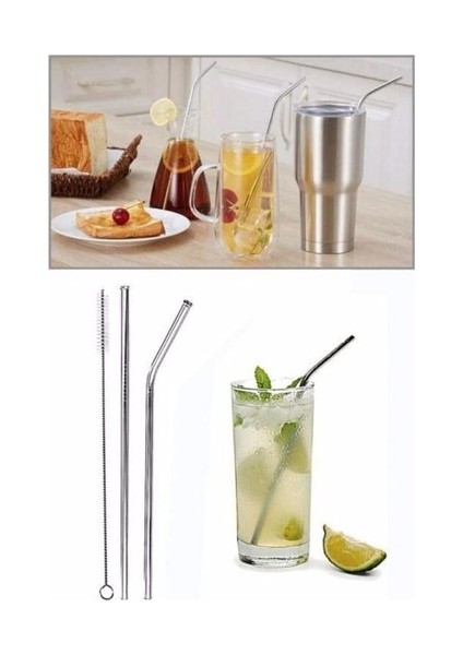 Kokteyl Için Yıkanabilir Metal Pipet Doğa Dostu Plastik Tüketimini Azaltmaya