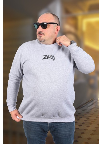 Mocgrande Büyük Beden Erkek Sweat Zero 22732 Gri Melanj