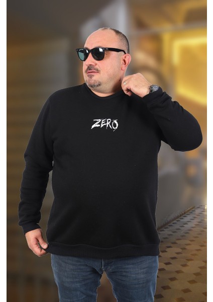 Mocgrande Büyük Beden Erkek Sweat Zero 22732 Siyah