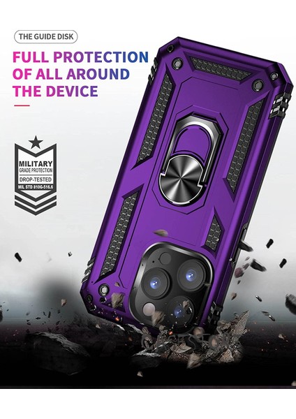 Iphone 14 Pro Max Uyumlu Kılıf Military Armor Yüzüklü Standlı Armour Tank Zırh Silikon Kamera Korumalı Vega Arka Kapak fırsatları