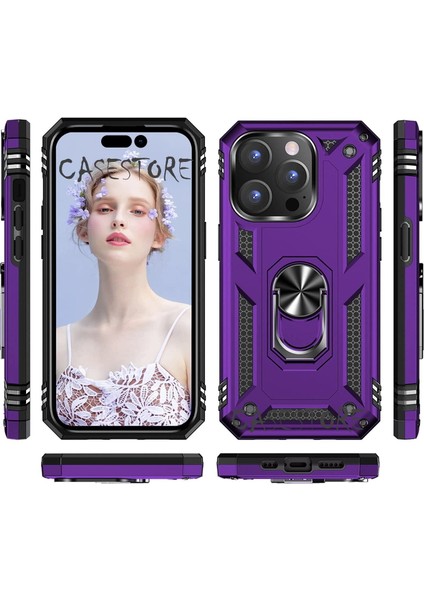Iphone 14 Pro Max Uyumlu Kılıf Military Armor Yüzüklü Standlı Armour Tank Zırh Silikon Kamera Korumalı Vega Arka Kapak indirimleri