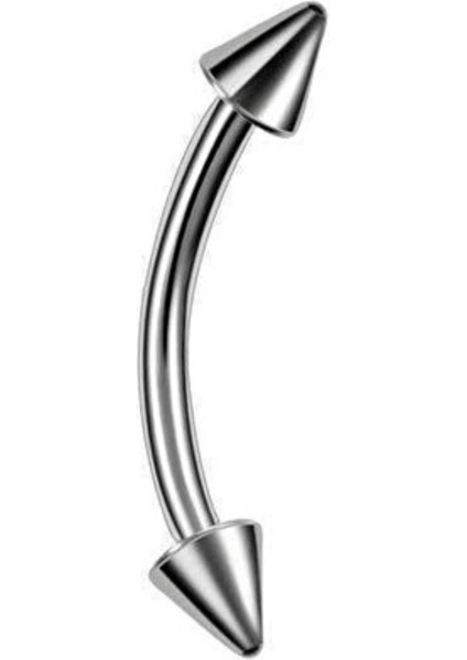 Cerrahi Çelik Silver Spaky Rook, Snog, Dil, Kaş Muz Piercing- bar uzunluğu 8mm-1 adet