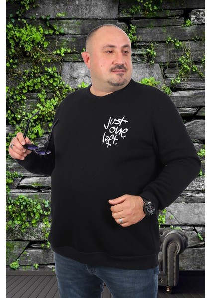 Mocgrande Büyük Beden Erkek Sweat Just 22733 Siyah