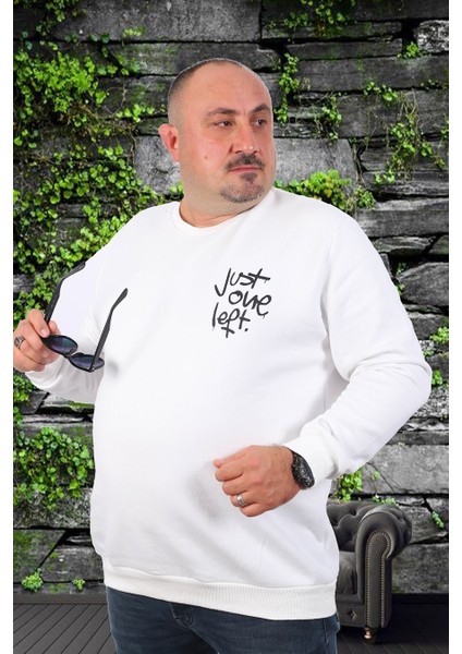 Mocgrande Büyük Beden Erkek Sweat Just 22733 Ekru