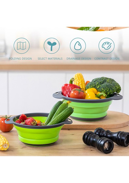 Katlanabilir Silikon Drenaj Sepeti Meyve Sebze Çamaşır Sepeti(Yurt Dışından) fırsatları