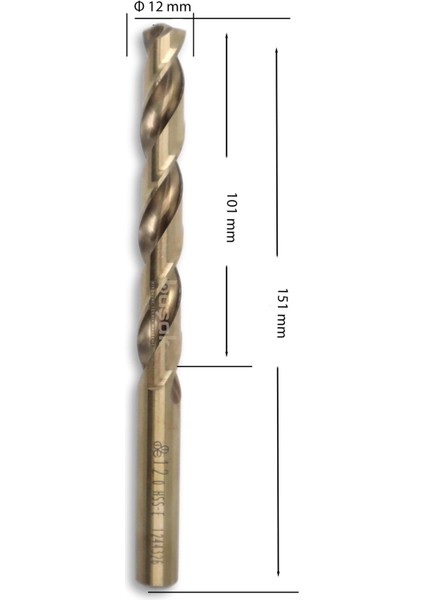 12,0 mm Paslanmaz Matkap Ucu Altın Seri HSS-E DIN 338 fiyatları