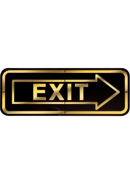 Abs Lüx Çift Katlı Yönlendirme Levhası Siyah-Altın Exit Sağ Yön