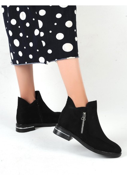 22-B16 Siyah Süet Ayışığı Kadın Düz Bot fiyatları