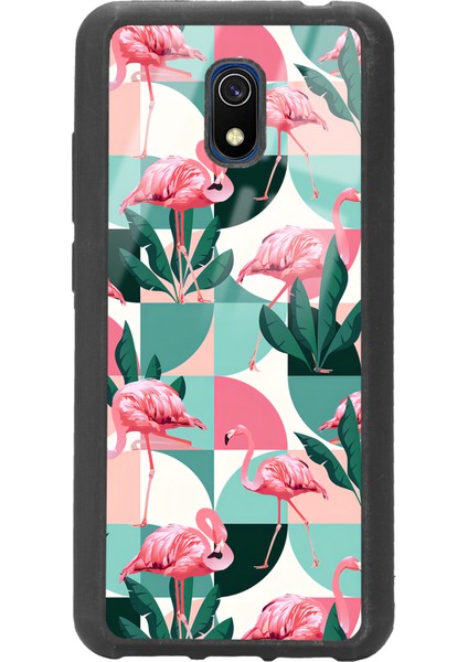 Xiaomi Redmi 8A Retro Flamingo Duvar Kağıdı Tasarımlı Glossy Telefon Kılıfı
