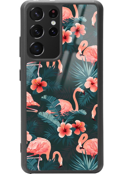 Samsung Galaxy S-21 Ultra Flamingo Leaf Tasarımlı Glossy Telefon Kılıfı