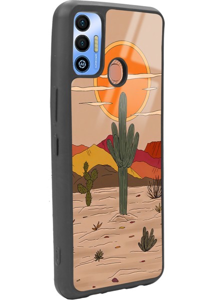Tecno Spark 7t Retro Kaktüs Güneş Tasarımlı Glossy Telefon Kılıfı fiyatları